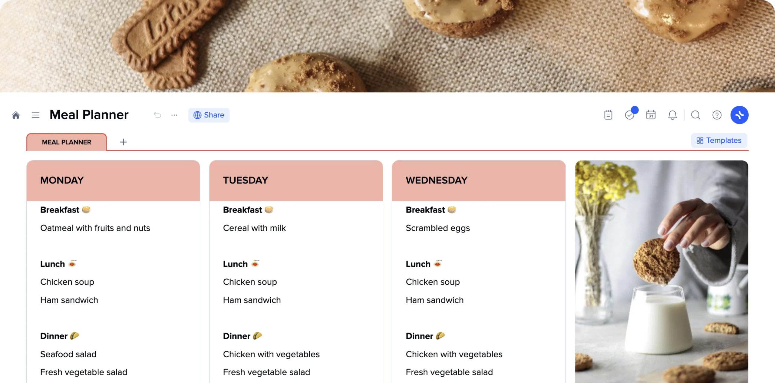 Free weekly meal planning template