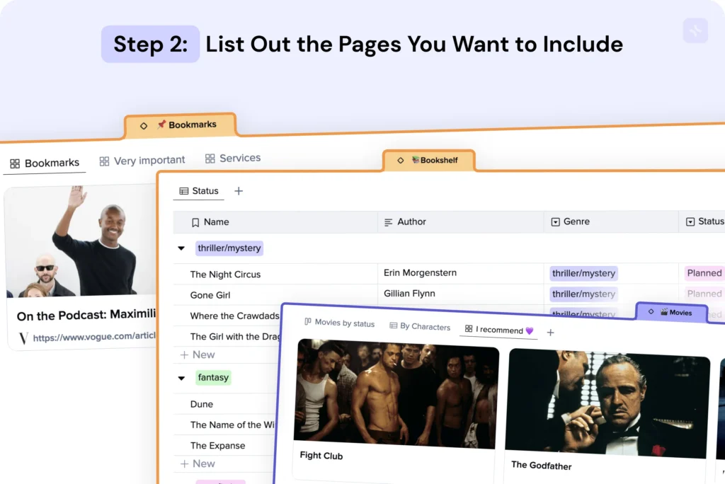 List Out the Pages You Want to Include