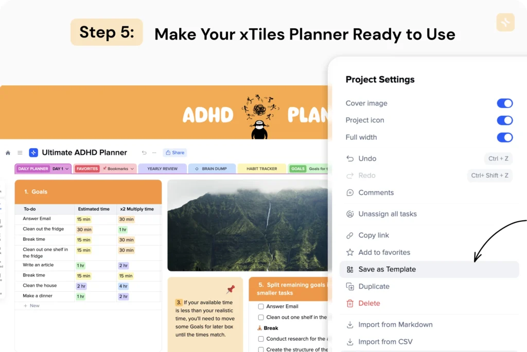 Make Your xTiles Planner Ready to Use with Template Settings