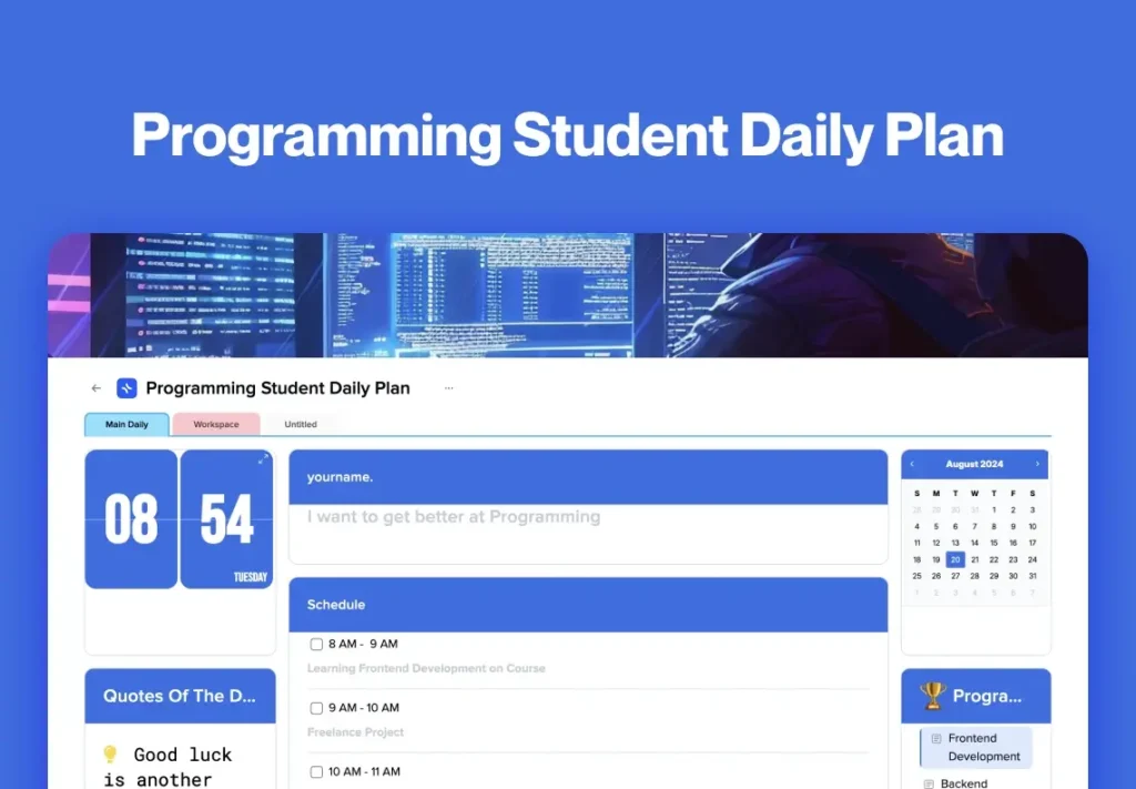 Programming Student Daily Plan by elkarizm