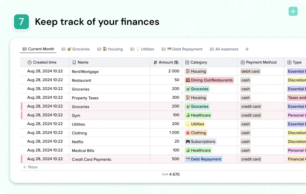 Keep track of your finances