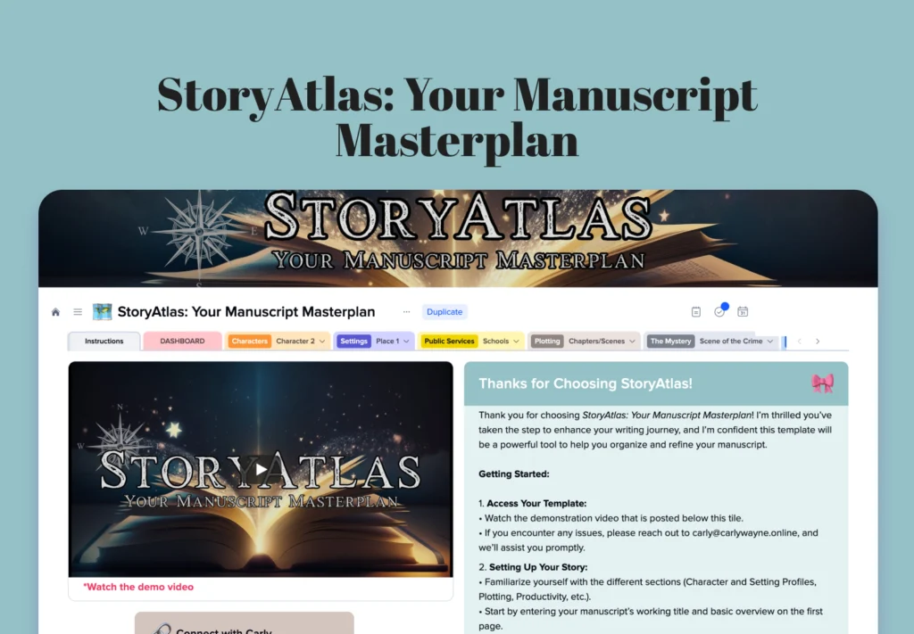 StoryAtlas: Your Manuscript Masterplan by Carly Wayne